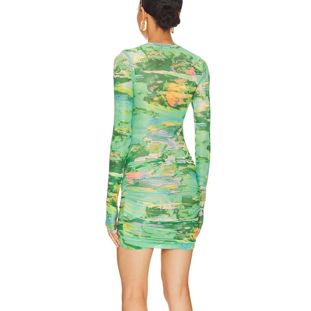 AFRM Mira Mini Dress in Acid Green Marble - Picture 3 of 4